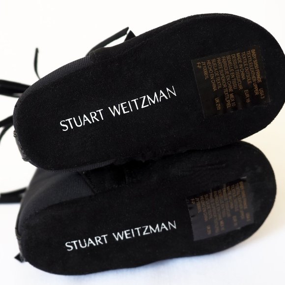 Stuart Weitzman Black Leather Fringe Baby Boots Size US3 - Picture 5 of 7